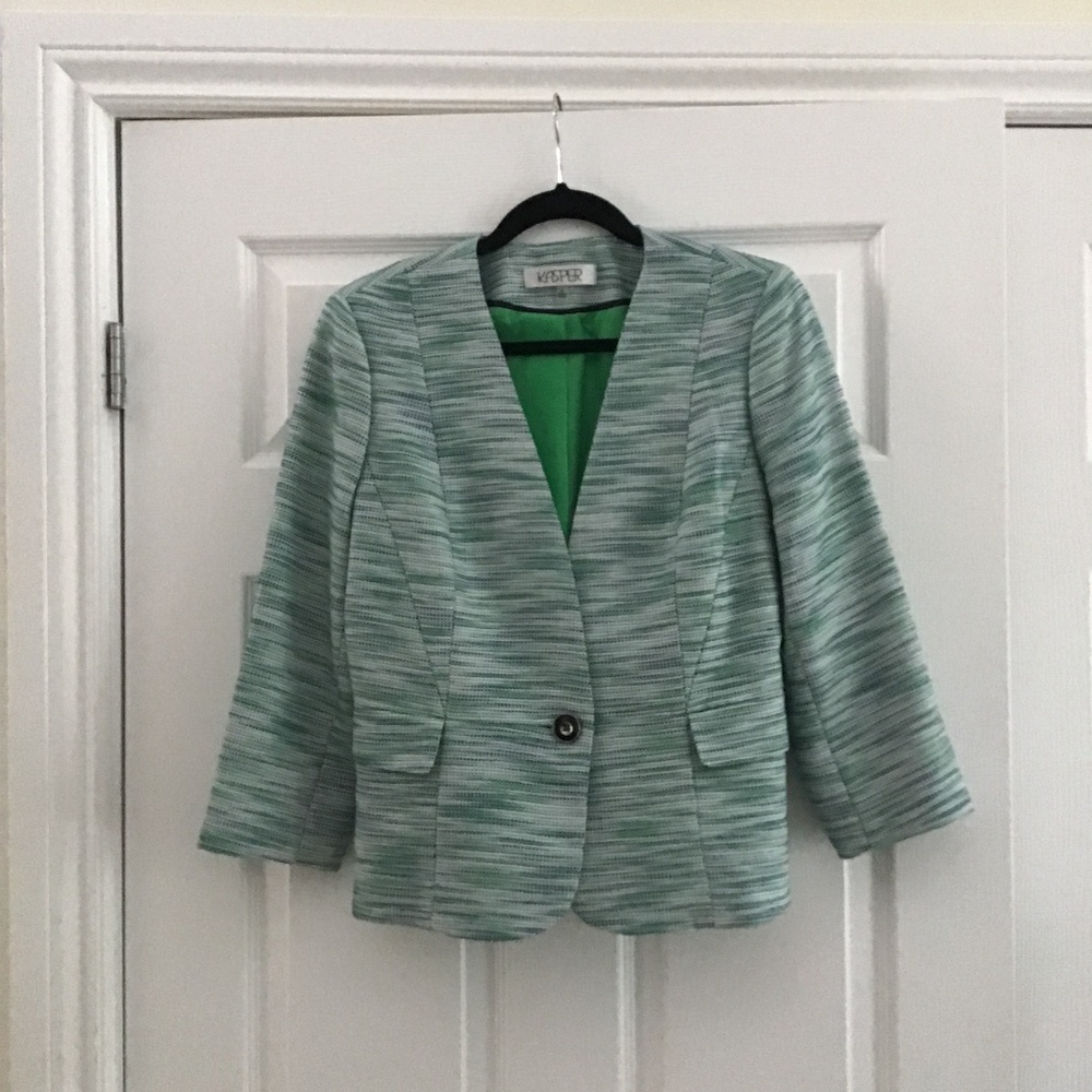 Kasper light weight multi coloured (green, blue, white) blazer size 8 - M